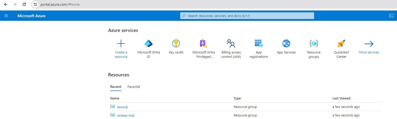 Azure Portal Example