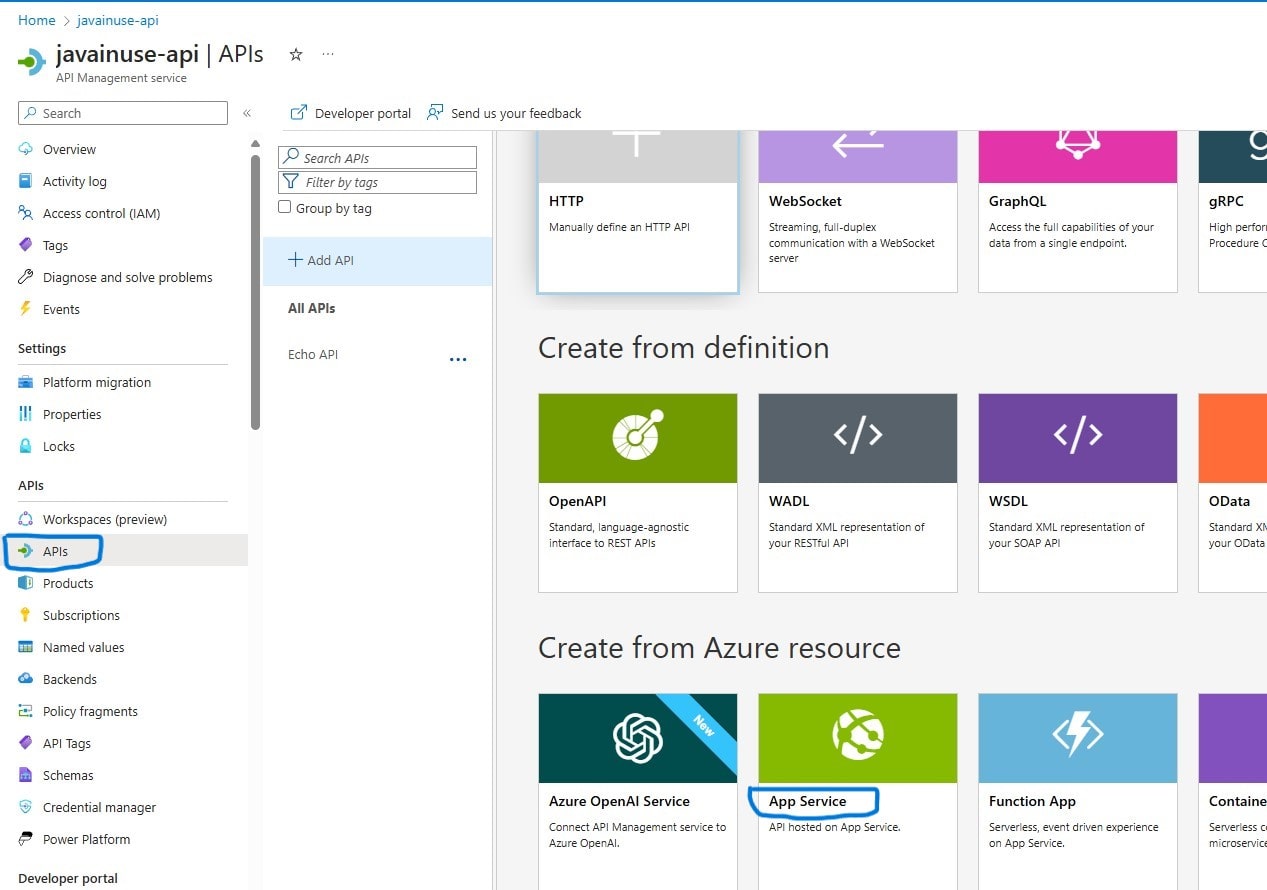 Create API using Azure API Management Service