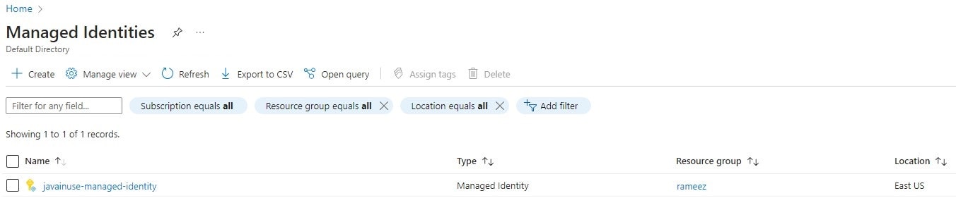 Spring Boot Azure Managed Identity