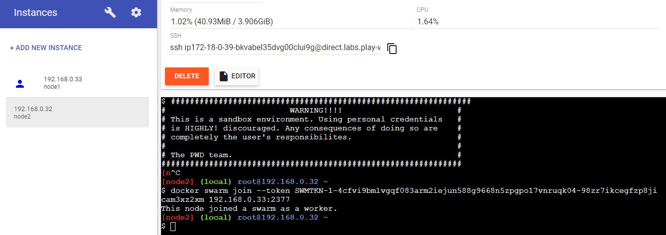 Play with docker worker instance