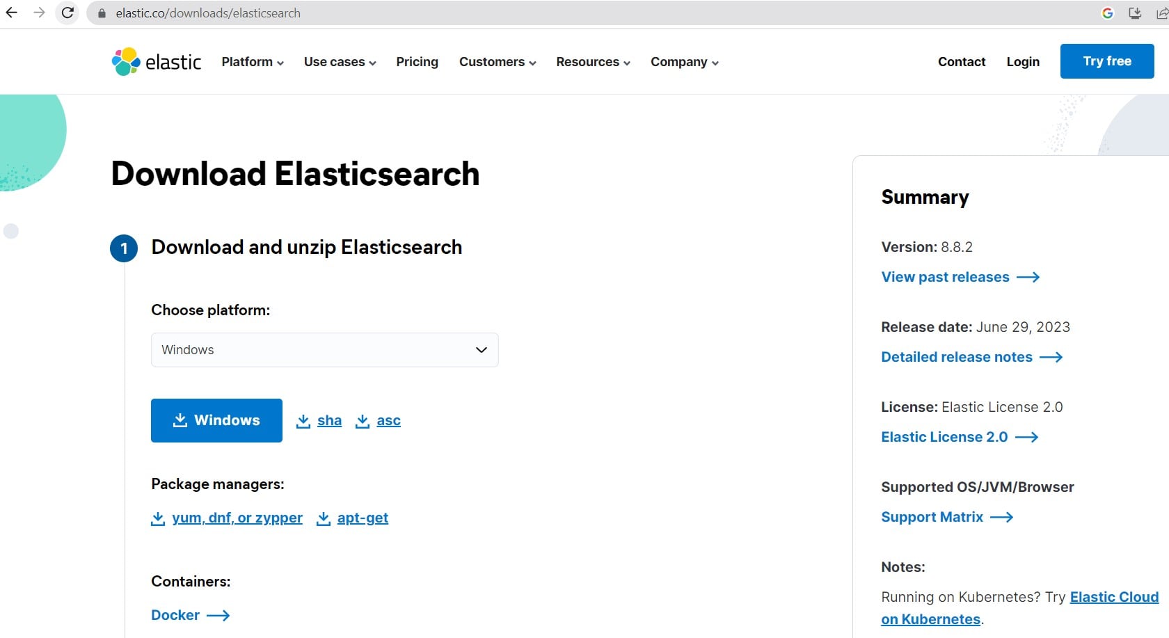 elasticsearch installable