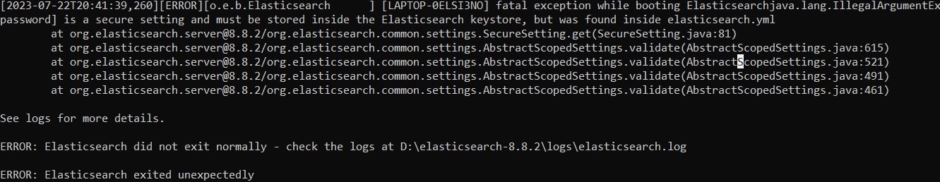 elasticsearch 8 keystore exception