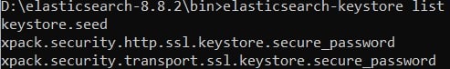 elasticsearch-keystore list