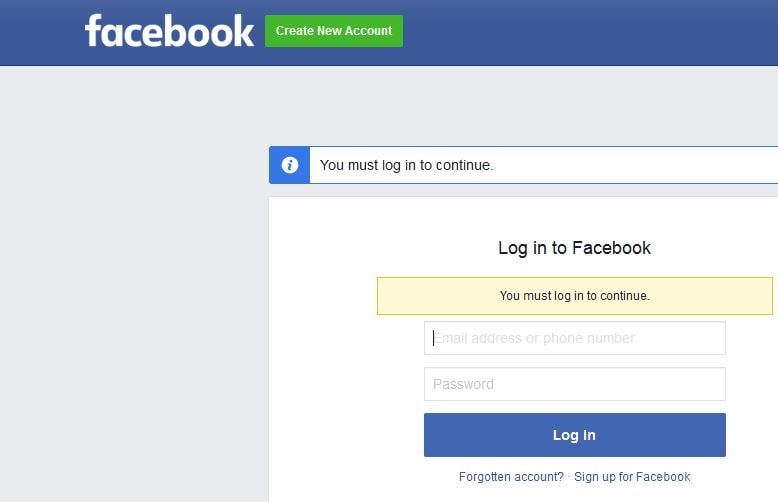 Facebook Developer Login Page