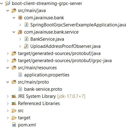 Bank Client Streaming gRPC maven