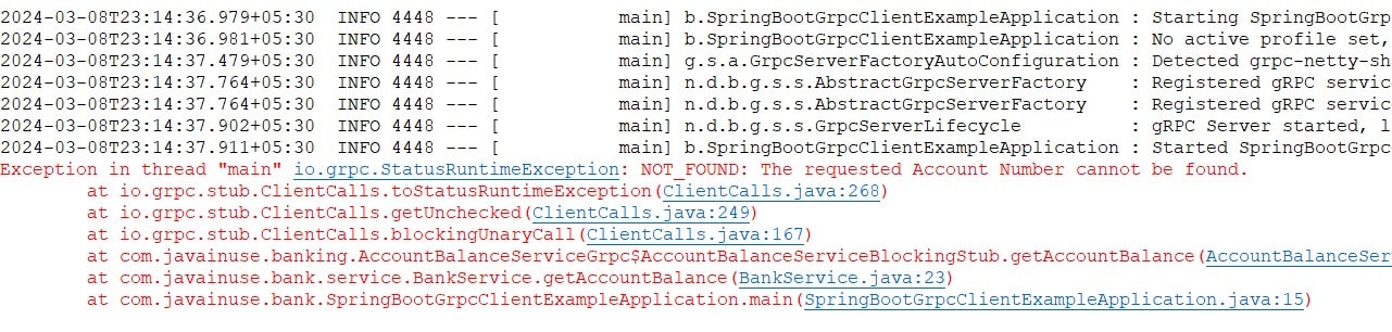 Spring Boot 3 + gRPC client exception