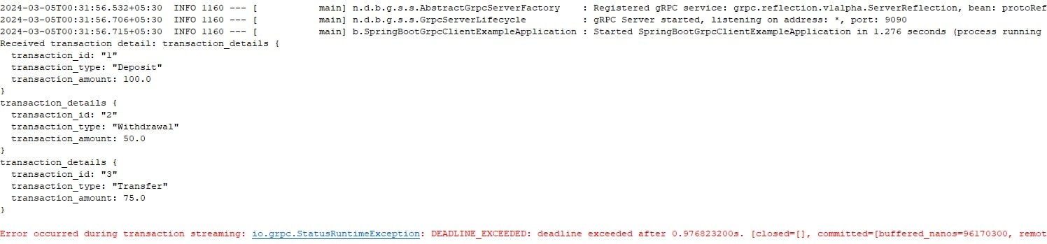 io.grpc.StatusRuntimeException: DEADLINE_EXCEEDED