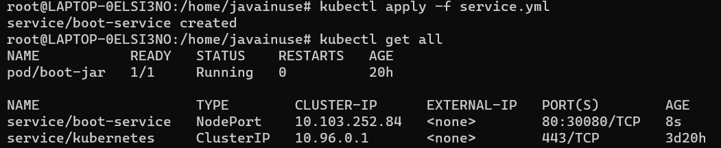 kubectl apply -f service