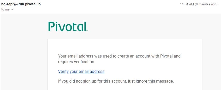 Pivotal Cloud Foundry Mail Verification