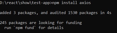 reactjs npm install axios