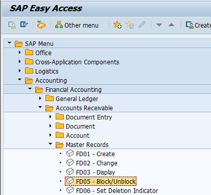 SAP FICO ACCOUNTS RECEIVABLE block customer